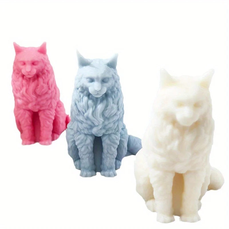 Maine Coon Kerze Silikon form Tier dekoration Gips Aroma therapie sitzen Big Tail Katzen form
