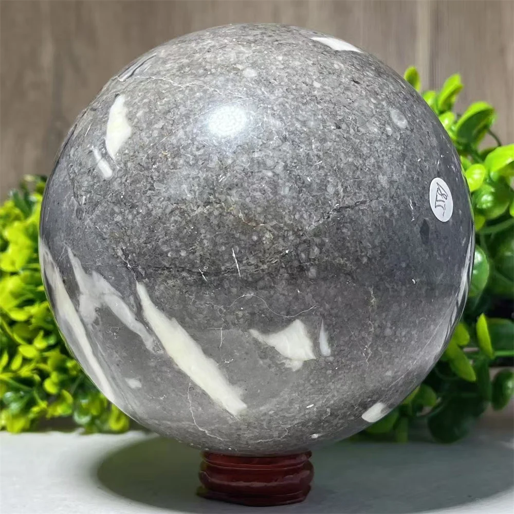 Crystal Natural Shell Stone Quartz Sphere Ball Reiki Mineral Spiritual Meditation Specimen Healing Home Decoration+Stand