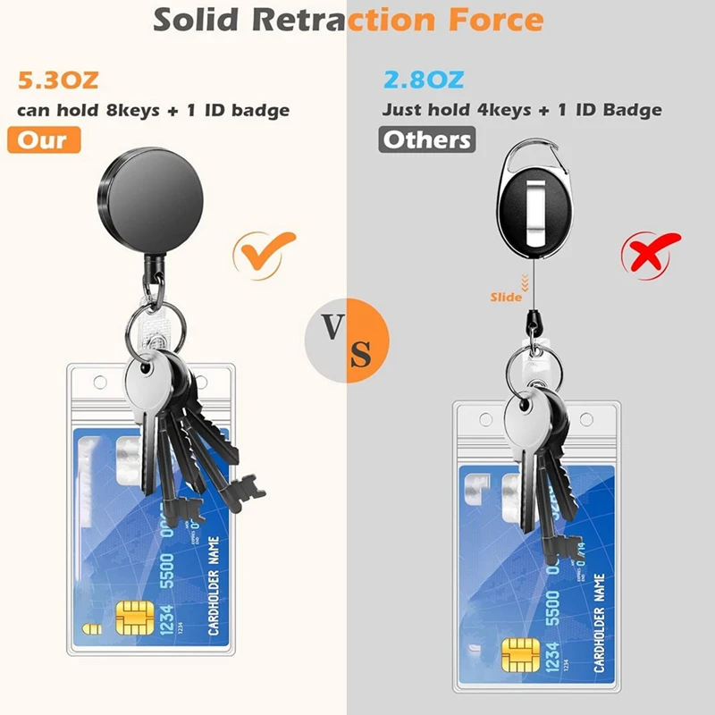 2 Pack Heavy Duty Retractable Badge Reels Metal Retractable Badge Holder, Vertical ID Card Holders