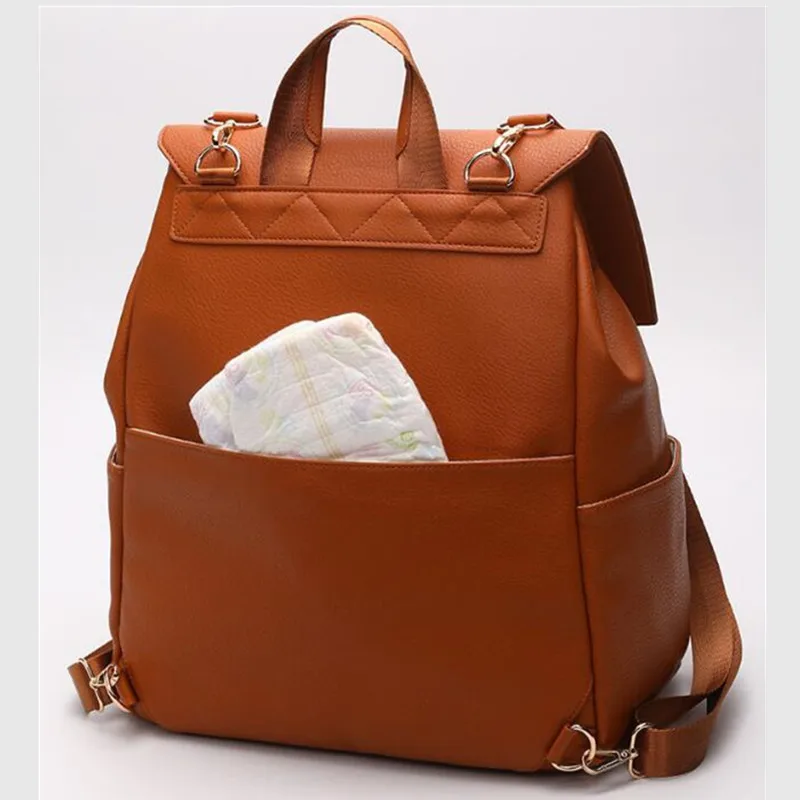 PU Leather Baby Diaper Bag Backpack nappy bags Maternity mommy infant for babies care organizer Hanging Tote Change pad