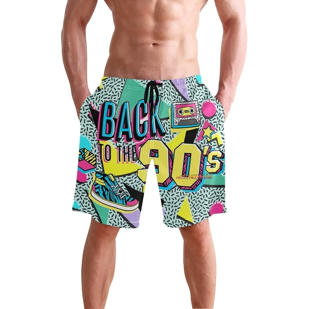 Bañadores Retro divertidos de los años 80 y 90 para hombre, pantalones cortos de playa de secado rápido, pantalones cortos de Surf de verano con