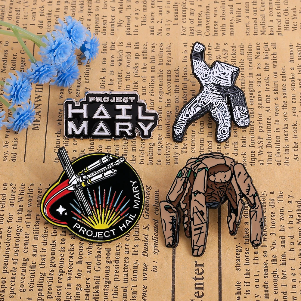 Sci-Fi Enamel Pin Set Project Hail Mary Inspired Collectible Brooch Badges for Backpack Accessories Gifts