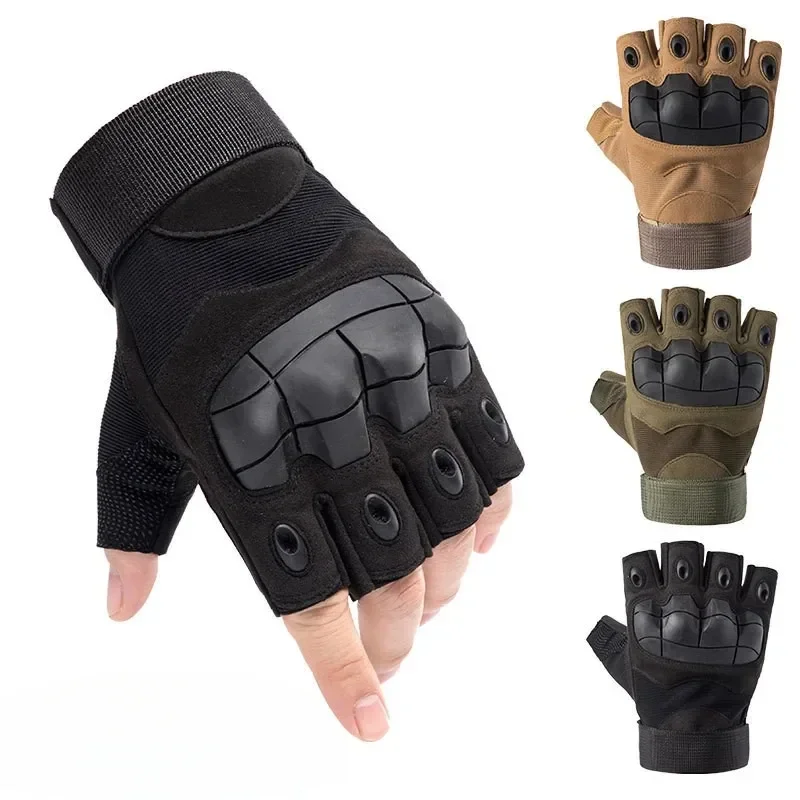 Fingerless Gloves For bicycle Men's Combat gloves Outdoor Hard Knuckle Hunting Shooting Airsoft Paintball Motorcycle Gloves