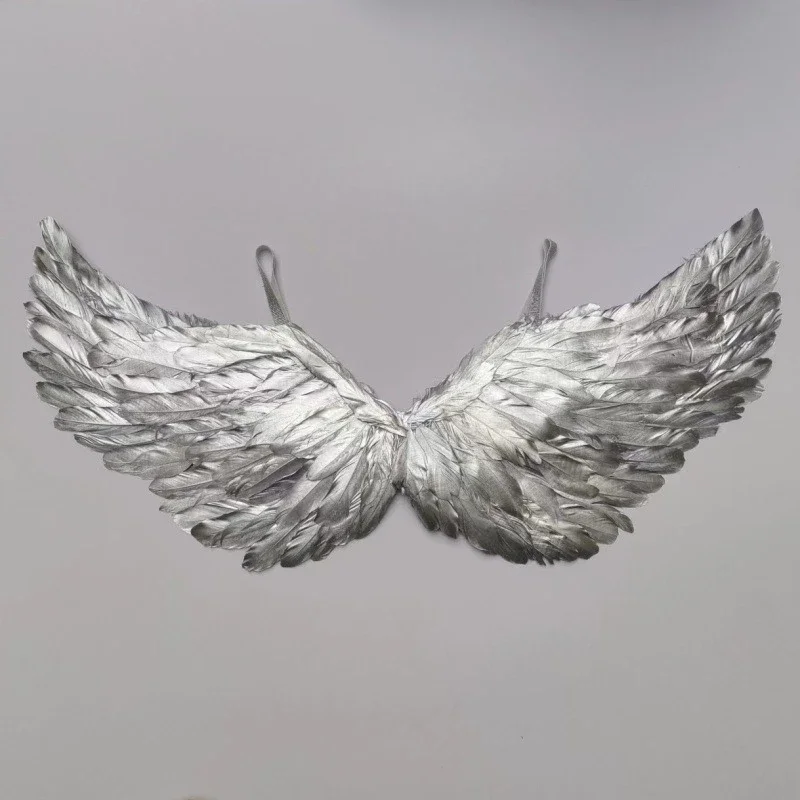 Goldene Silberne Engel-Federflügel für Mädchen, Kinder, Frauen und Erwachsene - Halloween-Kostüm, Geschenk, Cosplay, Hochzeit, Geburtstag, Dekoration, Feiertag – Detail 7