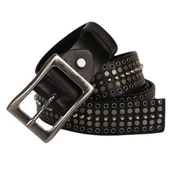 mens luxury fashion rivets belts punk stage DJ dress genuine leather studded belt women stylish pin buckle spikes strapon waist