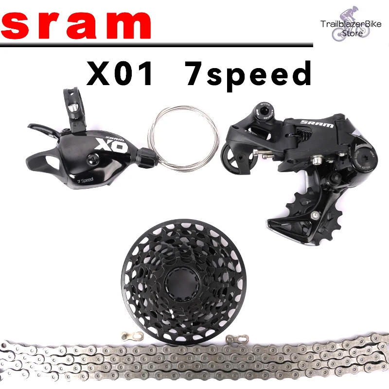 SRAM X01 7v MTB Bike kit DH Downhill Kit 7-speed X01 Gear Shifter Rear Derailleur  10-24 Cassette chain PC1110 foldable bicycle