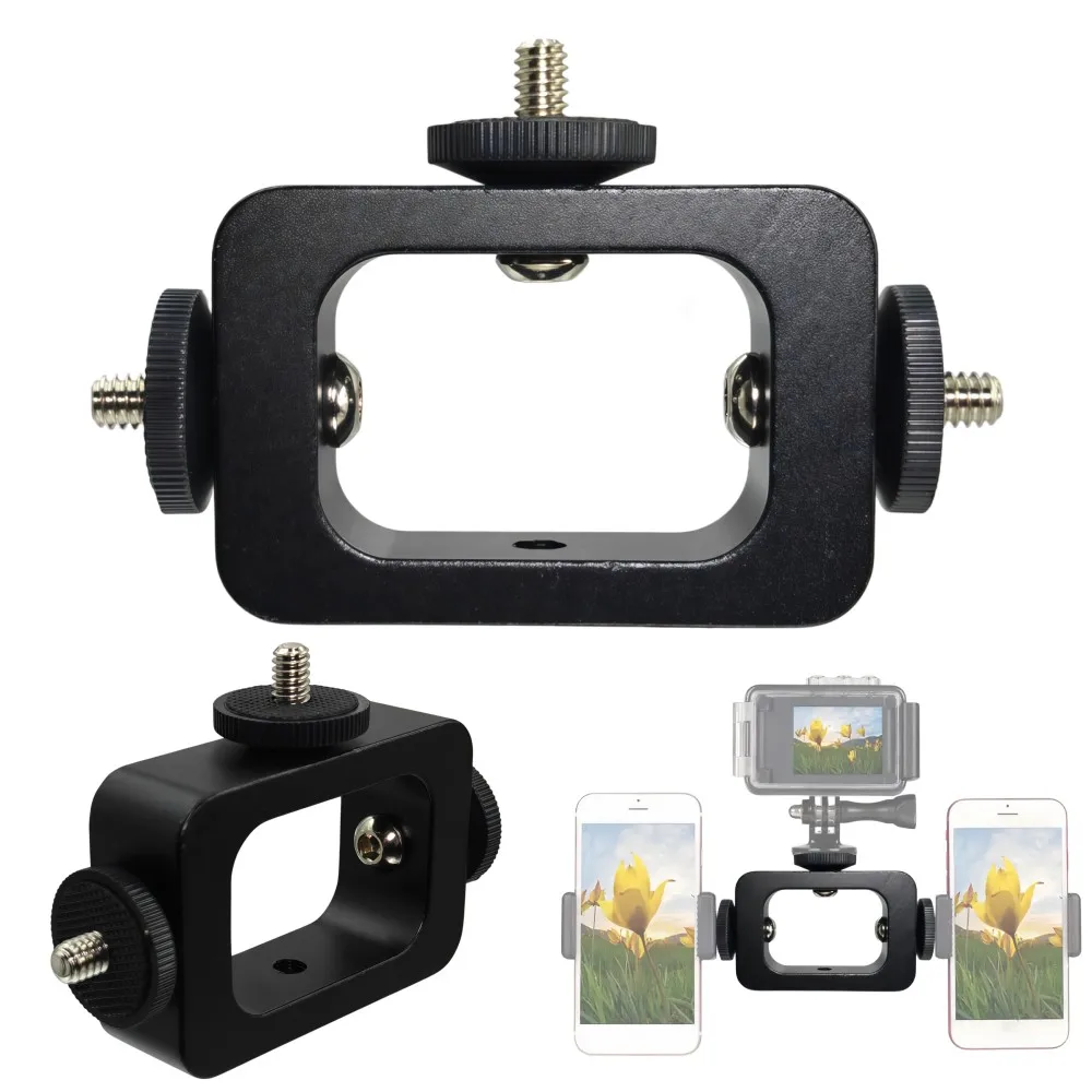 Tripod Head Mount 3 Position In 1 Holder Flash Bracket Adapter Light Stand Holding 1/4 Screw For Gopro Dji DSLR Selfie Camera