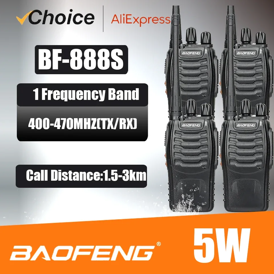 

Baofeng Official Store 4Pcs BF 888S Walkie Talkie UHF 400 470MHz Long Range Two Way Ham Radios Transceiver for Hunting Hotel