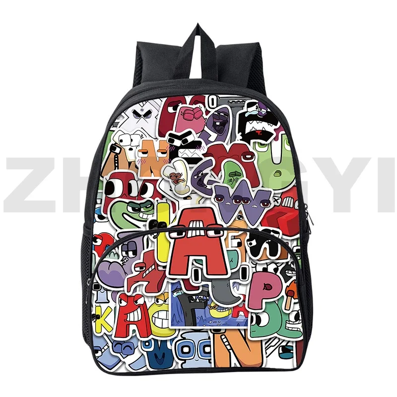 Canvas Kids Small Bookbag 3D Game Alphabet Lore Backpack 12/16 Inch Anime Kindergarten Primary School Bags Student Shoulder Bag