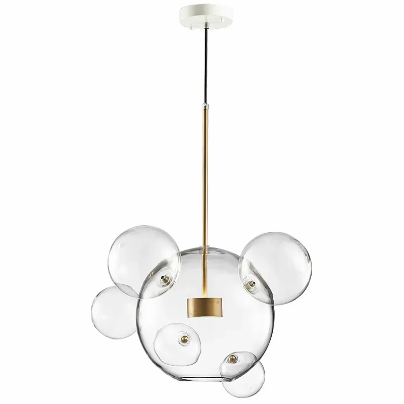 Modern Dining Room Led Pendant Light Clear Glass Globe Led Hanging Lamp Micky Led Pendant Lamp Copper Lighting Lustre Lamparas