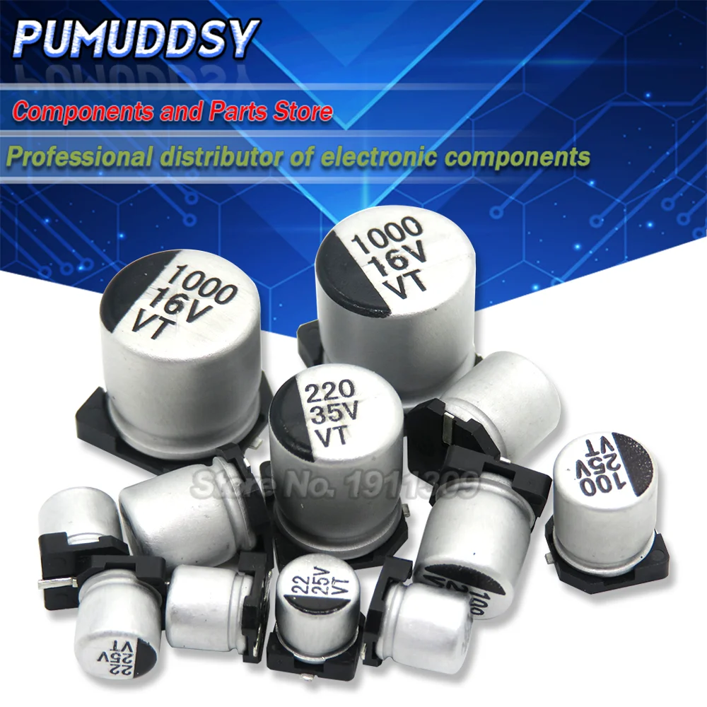 20pcs SMD Electrolytic capacitor aluminum 6.3V 10V 16V 25V 35V 50V 1UF 2.2UF 4.7UF 10UF 47UF 100UF 220UF 330UF 470UF 680UF