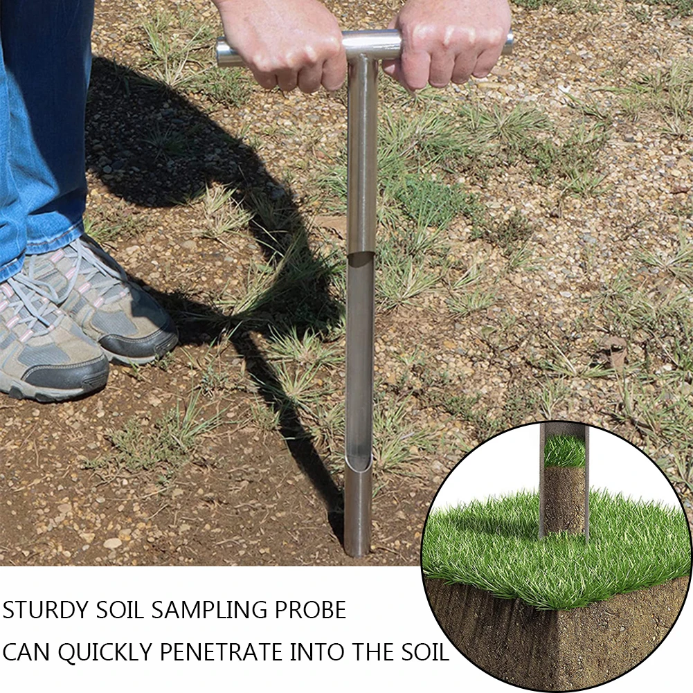 Soil Sampler Probe Stainless Steel Soil Sampling Probe Quick Inspection 12inch/21inch Garden Lawn Maintenance Tool