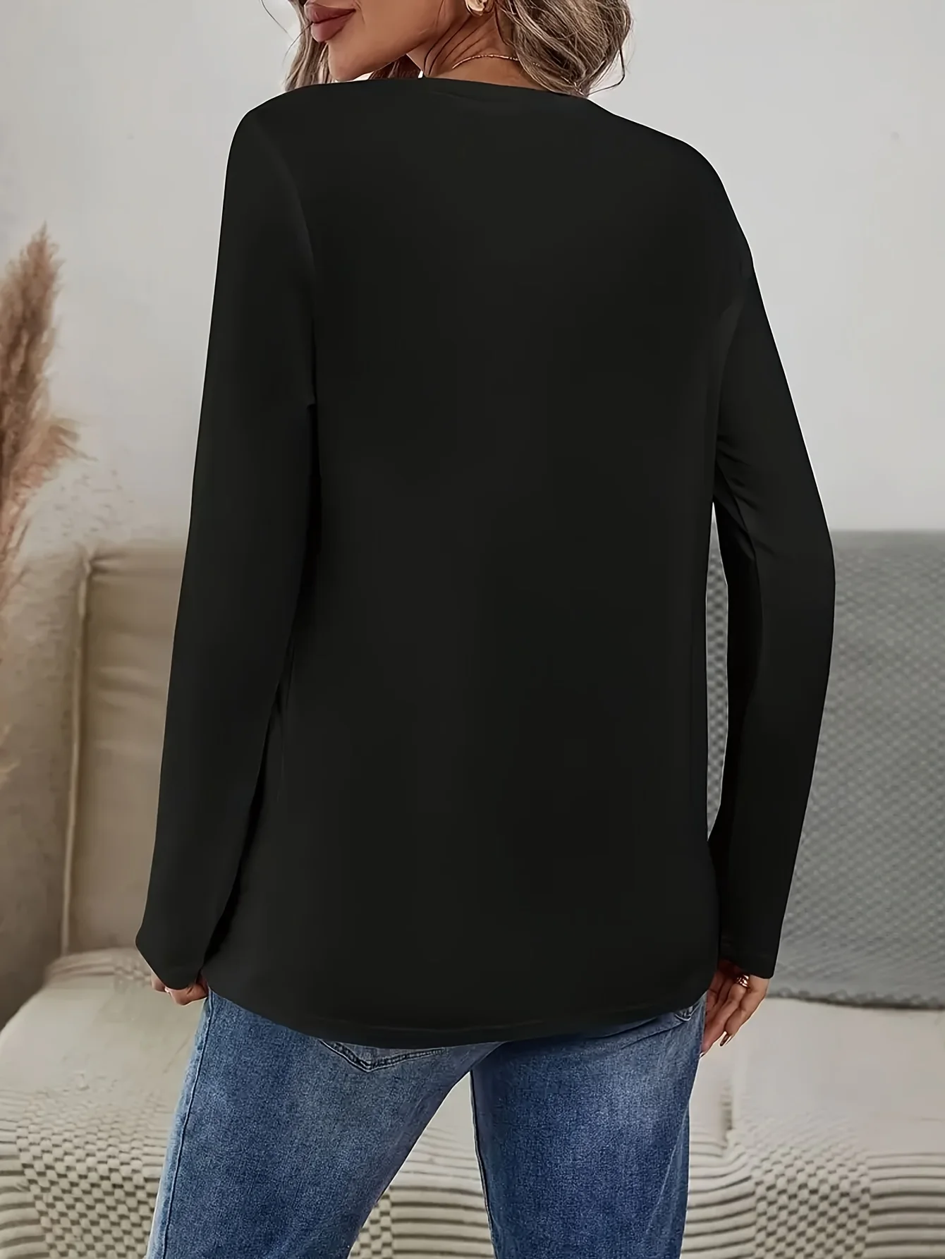Women's Casual Long Sleeve Round Neck T-Shirt Casual T Shirt with Don't Forget To Smile Today Letter Print Butterfly Pattern Y2k