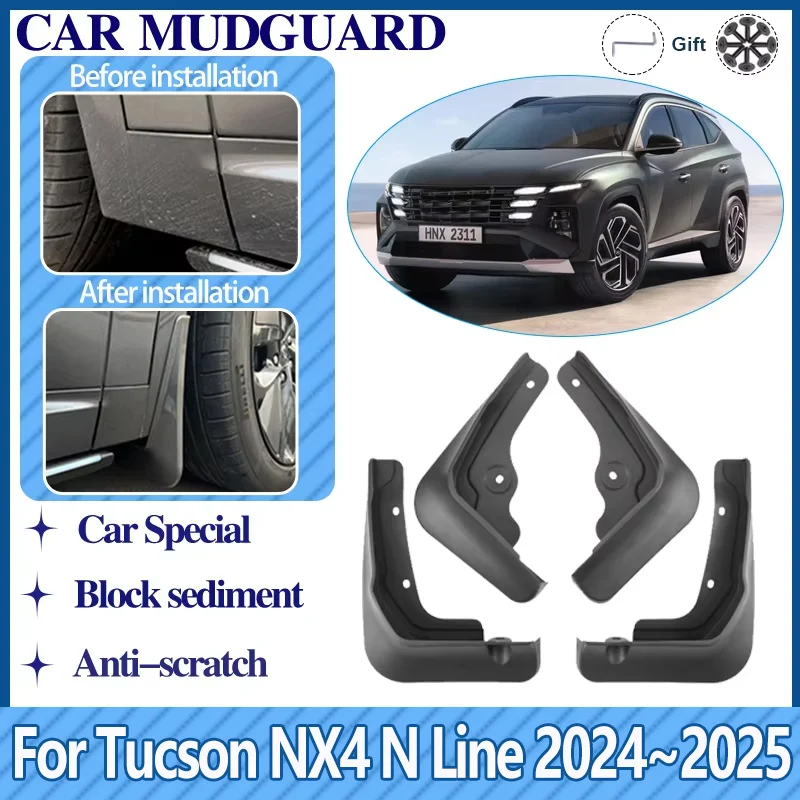 

Car Fenders For Hyundai Tucson NX4 N Line 2024 Accessories 2025 Front Rear Mudflaps Splash Guards Wheel Mudguards Protect Tools