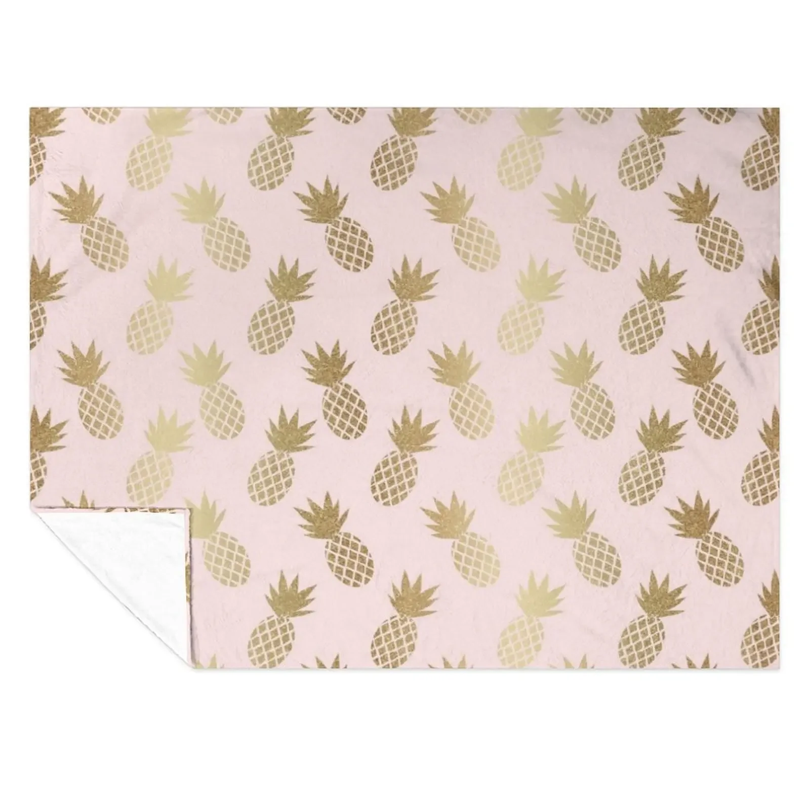 

Pink & Gold Pineapples Pattern Throw Blanket Luxury St Soft Beds Soft Big for babies Blankets