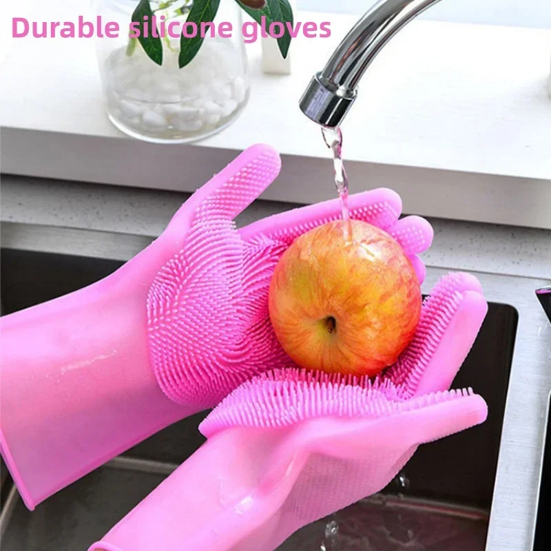 Household Rubber Gloves Non Slip Kitchen Cleaning Gloves Multi Functional for Washing Dishes Vegetables Fruit Household Cleaning