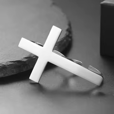 Vintage Big Cross Open Ring Two Finger Cross Ring For Men Trendy Gothic Silver Color Finger Christian Rings