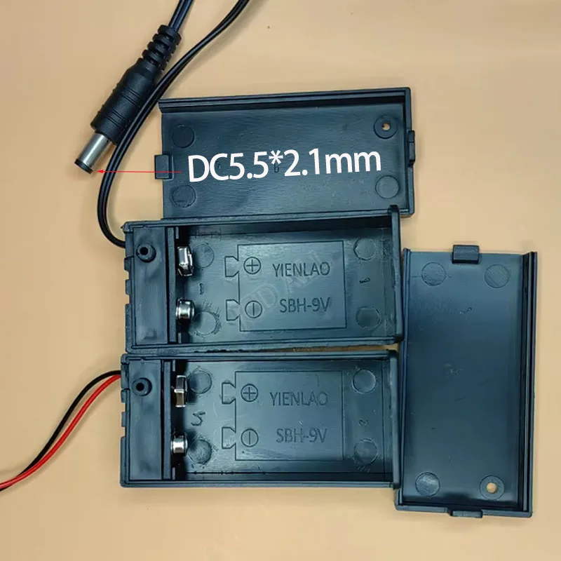 1PC 9V Battery Holder With Dc5.5 * 2.1mm Plug With Lead Cover And On/Off Switch Cable And Dc Head 9V Diy Battery Box