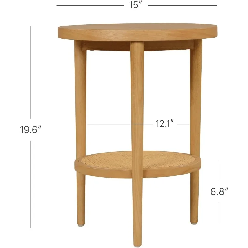 AGI-Mesa redonda de madera marrón claro para dormitorio, dormitorio y guardería, 1 mesa