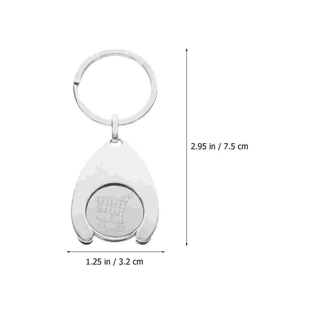 12/8/6/5/4/3/2 Pcs Shopping Trolley Tokens Key Rings Stainless Steel Key Rings Portable Trolley Removers Cart Ring Keychain