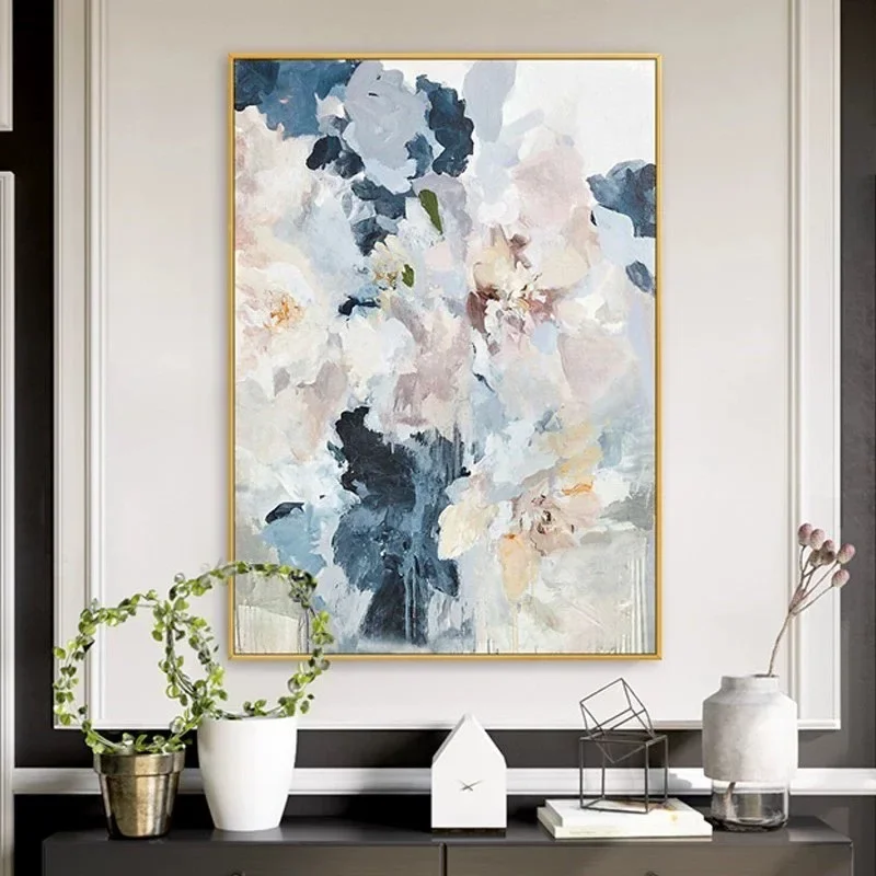 

Hand Painted Abstract Flower Oil Painting, Modern Colorful Wall Art, Picture, Mural for Living Room, Bedroom, Home Decoration