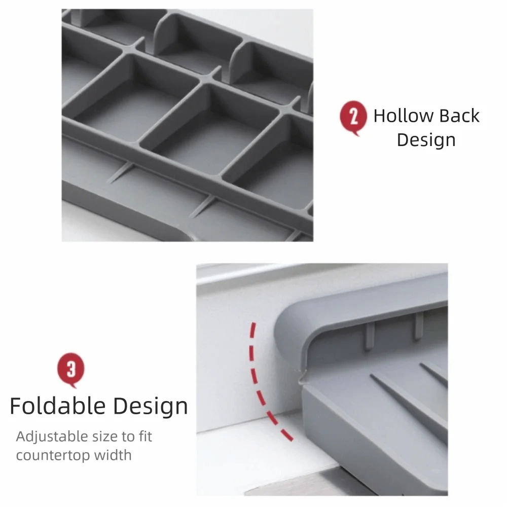 

Multipurpose Silicone Sink Drain Pad Narrow Edge Foldable Faucet Splash Pad Anti-slip Sink Draining Mat Wash Basin