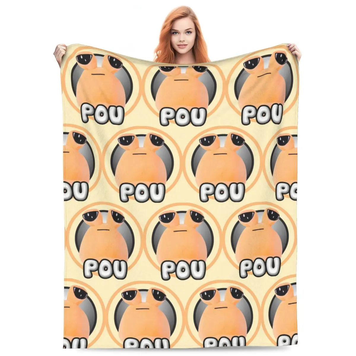 My Pet Alien Pou Cute Cartoon Blankets Flannel Sofa Throw Blanket Breathable for Home Bedroom Throws Bedspread Quilt