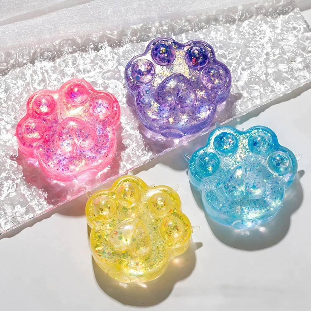 Dazzling Sequin Maltose Cat Paw Slow Rebound Squeeze Toys Stress Relief Fidget Toys For Adults Teens Sensory Toys Birthday Gifts