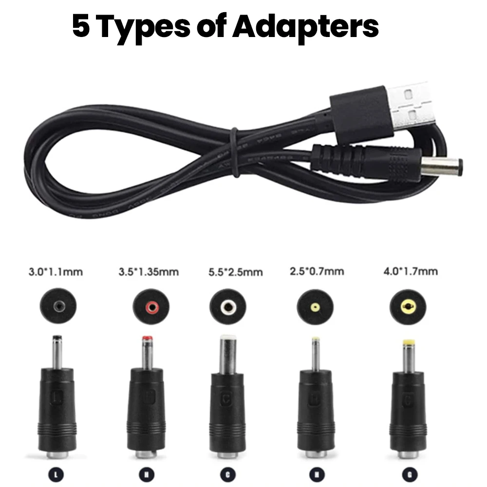 USB إلى تيار مستمر كابل الطاقة مع 5 تيار مستمر المقابس USB جاك شحن الحبل محول القابس لجهاز التوجيه مروحة صغيرة المتكلم موصل الكاميرا