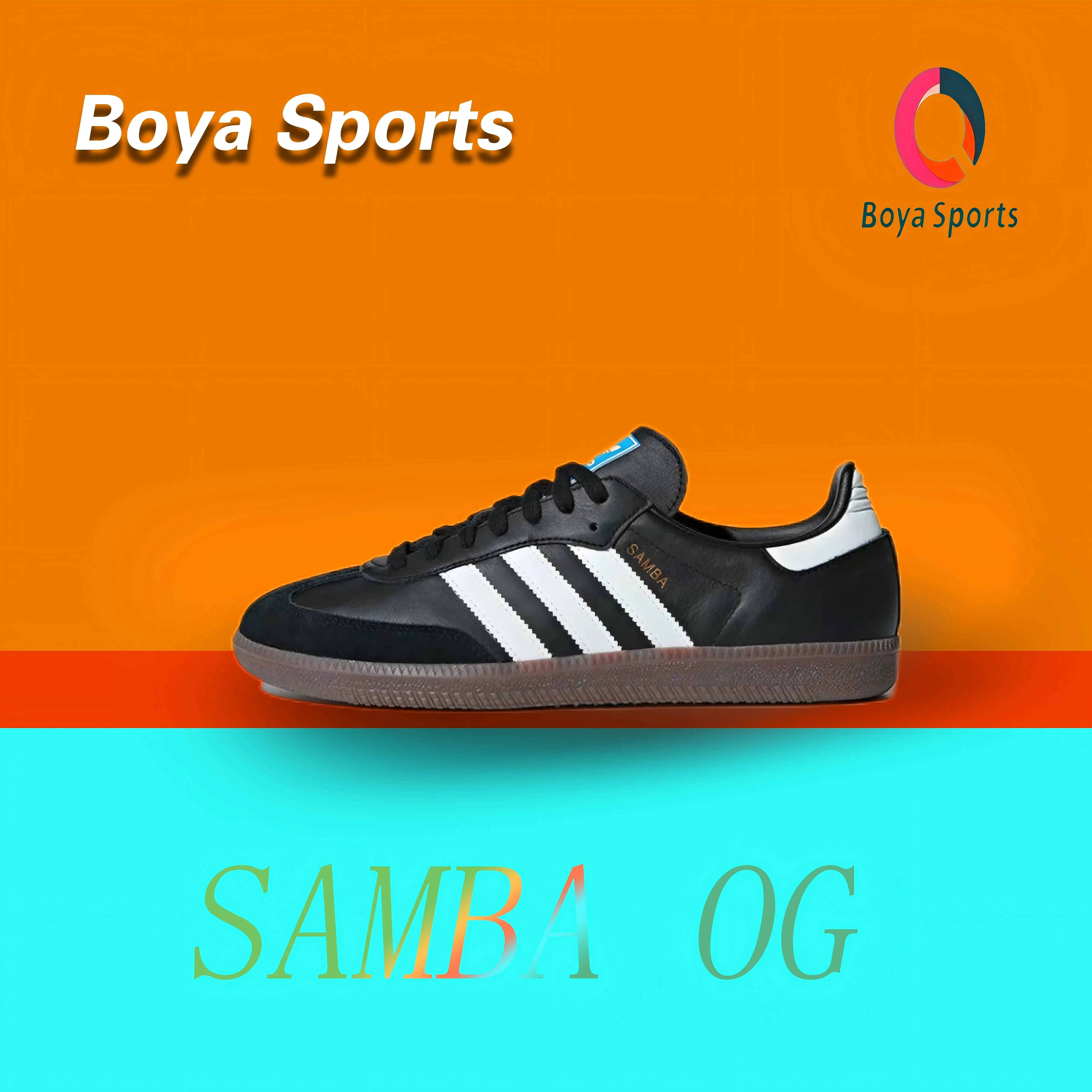 Adidas black Color Matching SAMBA OG Men's and Women's Comfortable Fashion Low Top Board Shoes Anti-slip Wear-resistant