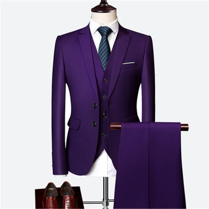 Blazer y pantalones de negocios para hombre, traje de boda informal ajustado, Color sólido, ideal para reuniones de novio, caballero, trabajo, viaje