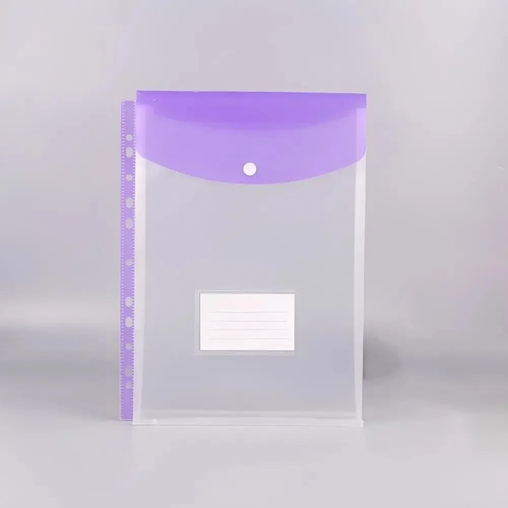 12Pcs Large-Capacity Loose-Leaf File Bags Waterproof Colorful File Folder Expansion Bag Simple 11 Holes Binder Cash Envelopes