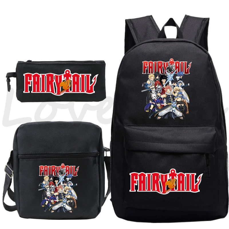 

Japanese Anime Bag FAIRY TAIL Backpack for Boys Girls Manga Mochilas 3 Pcs/Set Students Schoolbag Teenage Bookbag Travel Bagpack