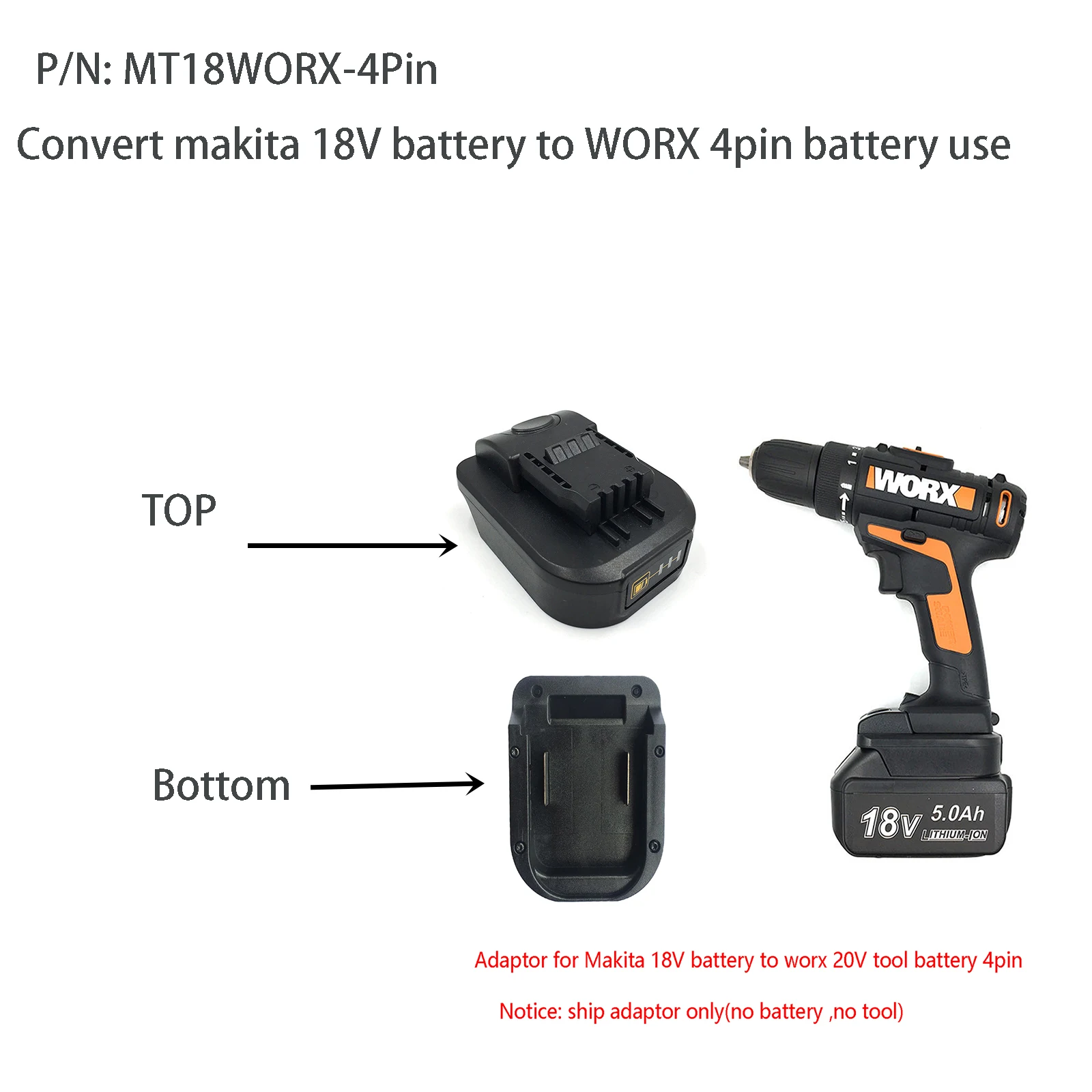 Adapter für Worx 20V max 4pin 5pin 6pin für Makita 18V Werkzeug batterie bl1830 bl1840 bl1850 bl1860b