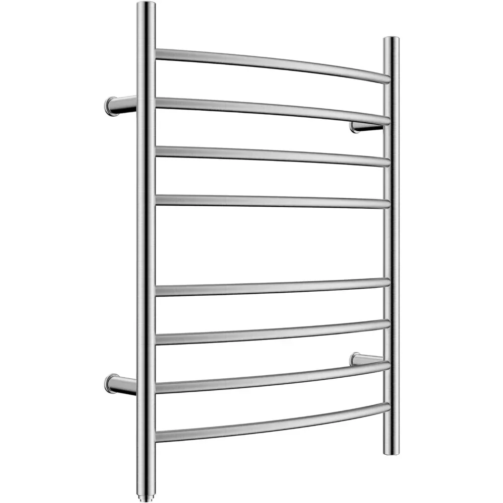 

HEATGENE Towel Warmer 8 Bar Plug-in Curved Bath Towel Heater Towel Warmer for Bathroom Plug-in Drying Rack Brushed