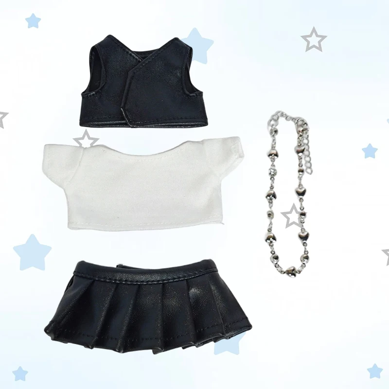 Doll Clothes Outfit Accessories Labubu Clothes Designer Black and White Plaid Dress Set DIY Mini Dolls Clothing Girl Gift