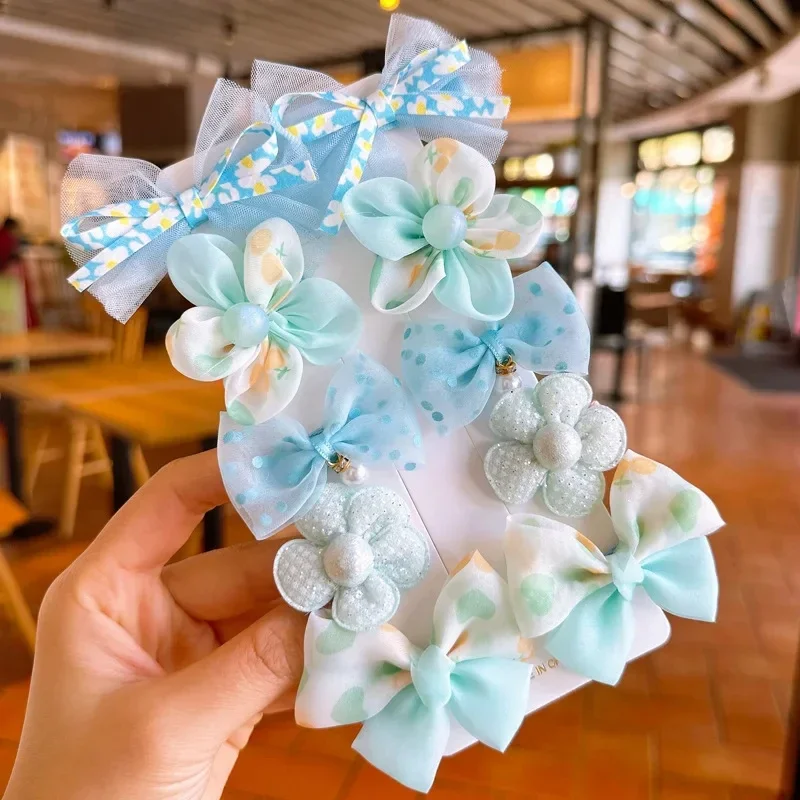 10 قطعة مجموعات الفتيات الجديدة زهرة القوس مقاطع الشعر العصابات الشعر إكسسوارات الشعر الجميلة لطيف أغطية الرأس دبابيس الشعر غطاء الرأس المشابك #1