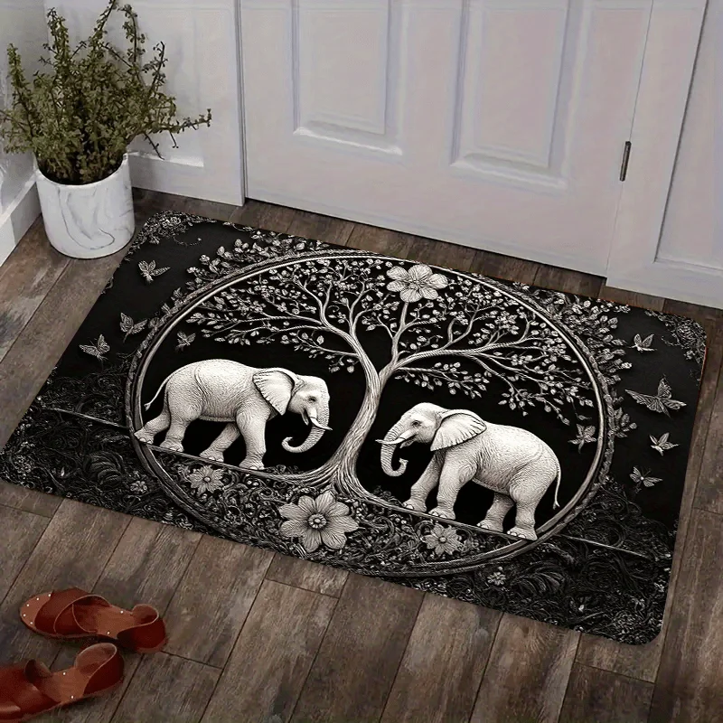 

Ковер VIKAMA с символом Инь-Ян и деревом жизни, мягкий и удобный, идеально подходит для прихожих, спален и домашнего декора.