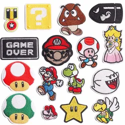 Super Mario Bros. Bordado Decal Adesivos, DIY Patch Pano, Jogo Dos Desenhos Animados, Personagem, Sapo, Yoshi, Margarida, Luigi, Bowser