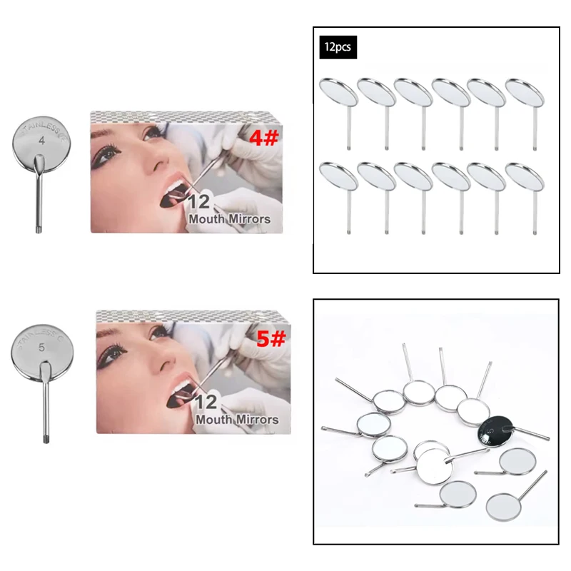 60Pcs Dental Mouth Reflector Kit Oral Hygiene Reusable Stainless Steel Dentist Equipment Set