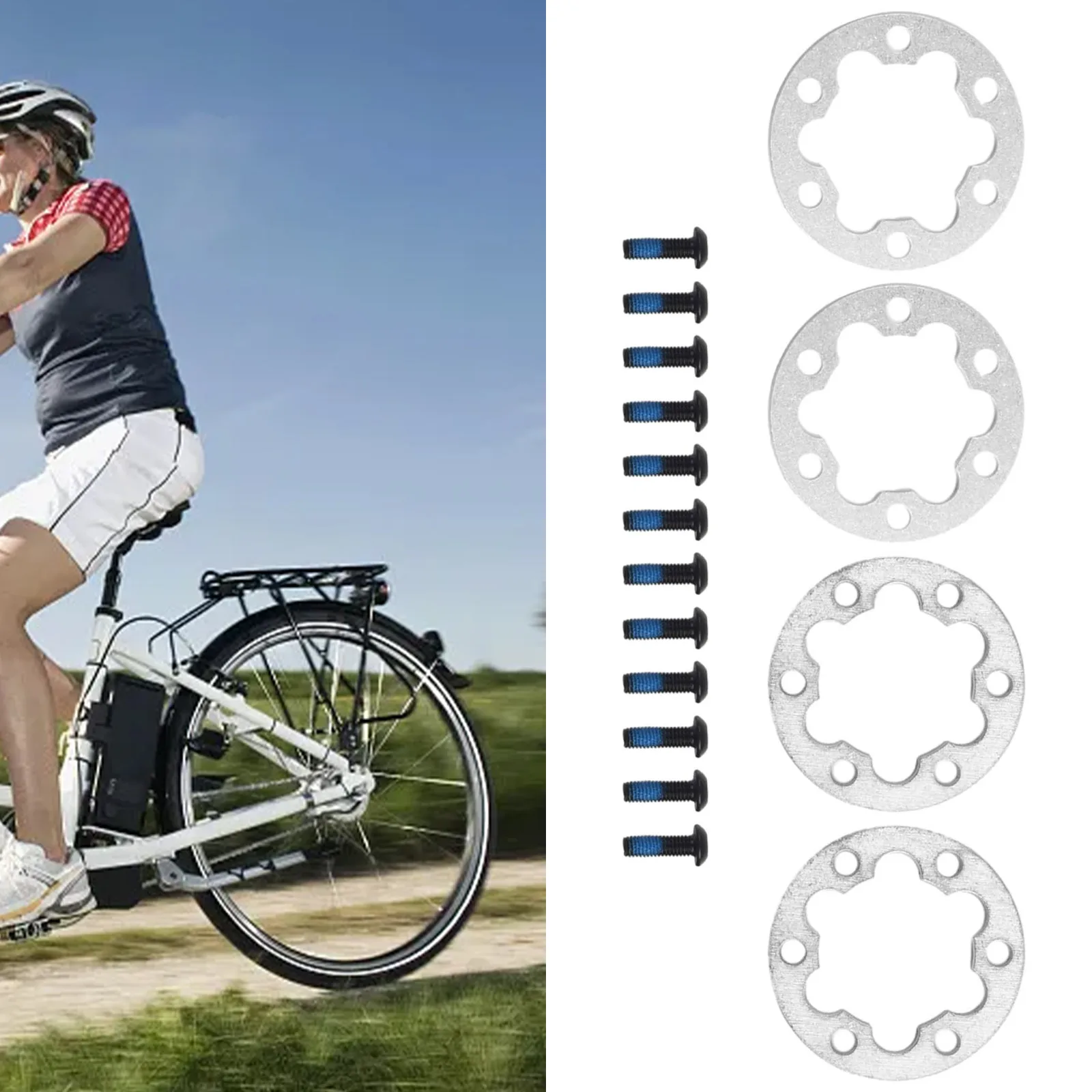 

E-Bike Electric Scooter Disc Brake Pads Brake Gasket Spacer 6 Holes Disc Washer 2pcs 2mm /2pcs 5mm With 12PCS Screws
