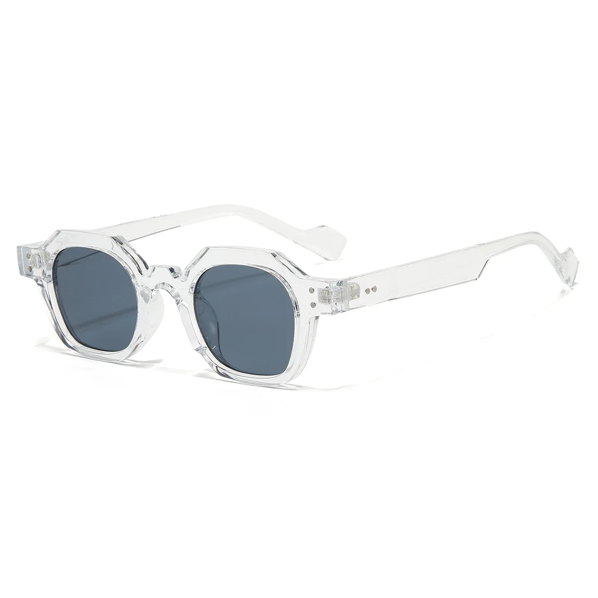 Gafas de sol cuadradas de polígono Vintage para mujer y hombre, lentes hexagonales transparentes para el océano, con remaches, UV400