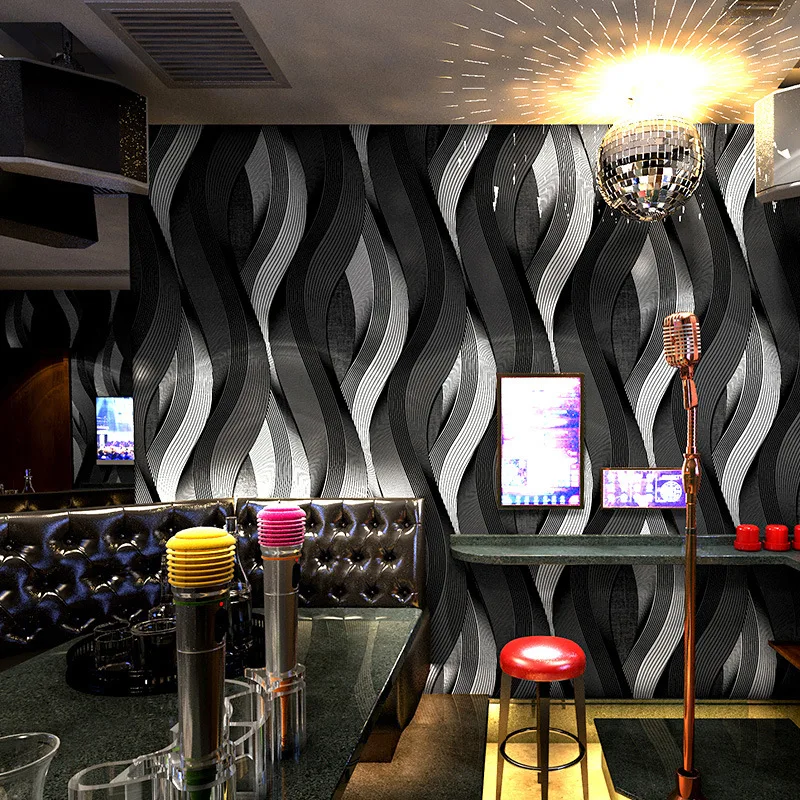 Fashion PVC Black White Silver Striped Wallpaper 3D Modern Living room Waterproof Vinyl Textured Stripe Wall paper papier peint