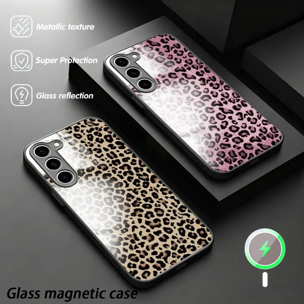 Surper fashion ins Leopard Phone Case For Samsung S26 S25 S24 S23 S22 S21 Plus Ultra Fold A Glass Magnetic Case