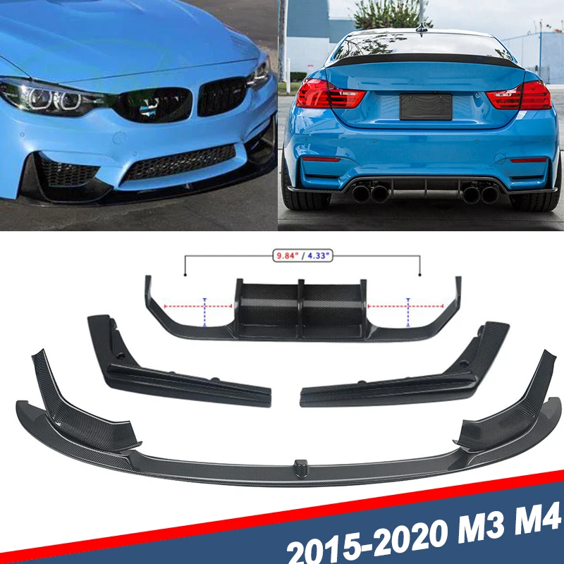 Paraurti anteriore Lip Splitter per BMW M3 F80 M4 F82 F83 Diffusore posteriore Spoiler 2015 2016 2017 2018 2019 2020 In Fibra di Carbonio Look