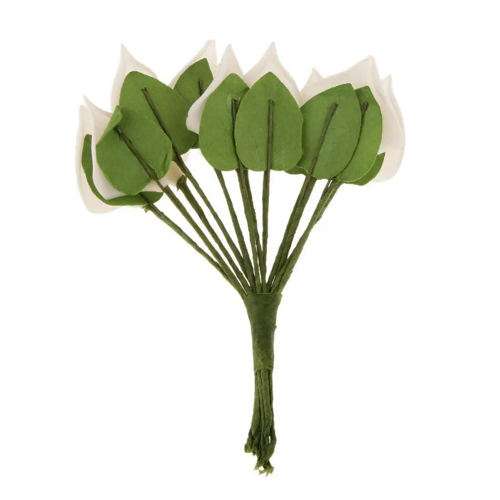 Mini branco calla buquê, flor artificial, decoração do casamento, diy grinalda, presente, 12pcs