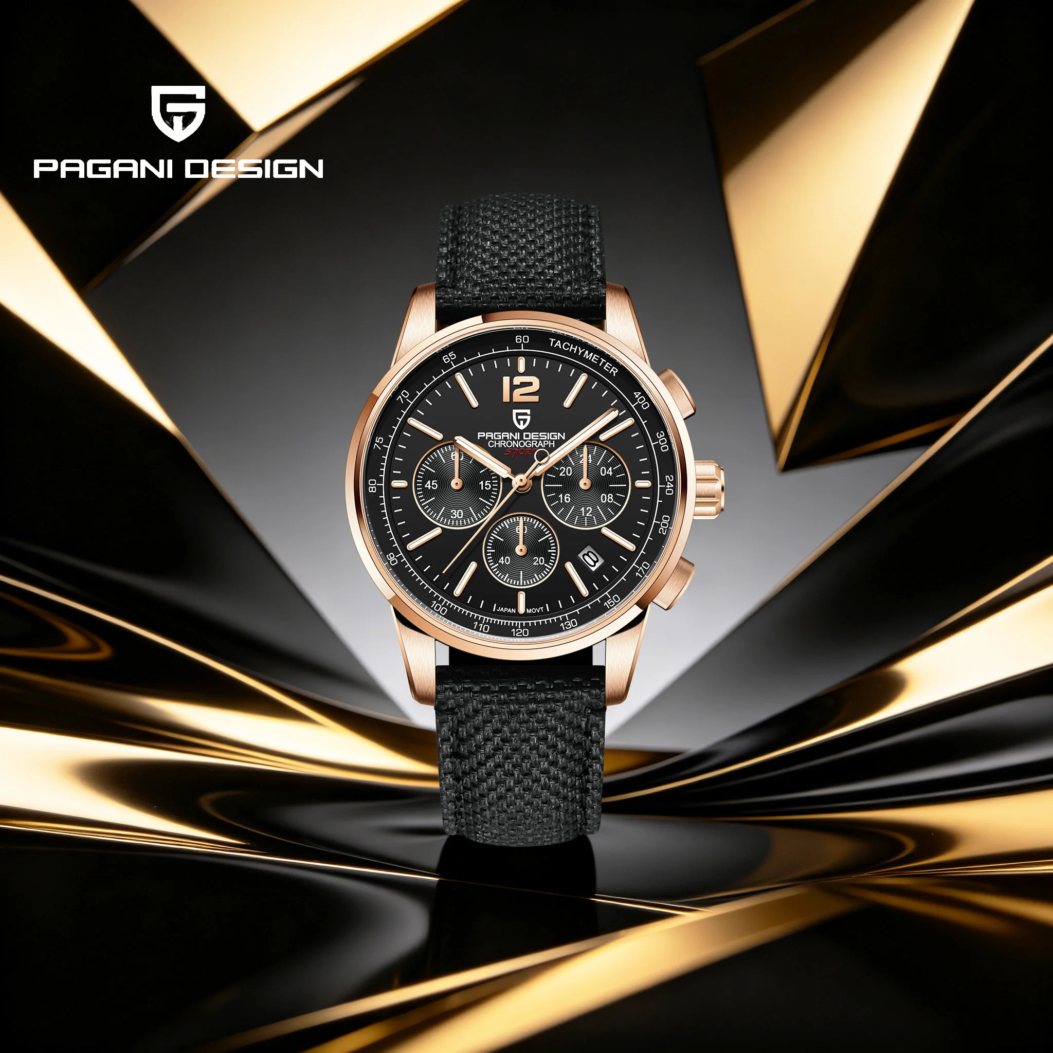 PAGANI DESIGN Understated Luxury Men Quartz Watch Sapphire Tachymeter Date Window Luminous Waterproof Watch For Man Racing‑Style