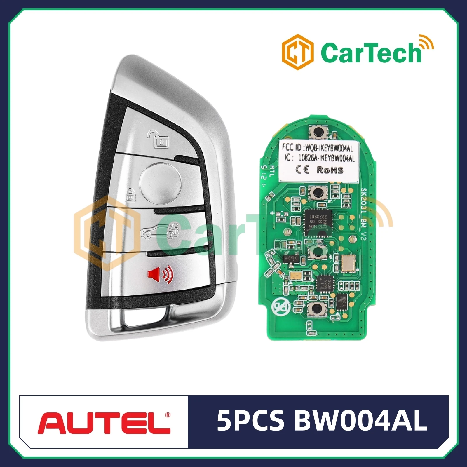 5PCS Autel IKEYBW004AL BW004ALUniversal Smart Key 4 Buttons For BMW For Autel Smart Key For KM100 IM508 IM608 KM100E