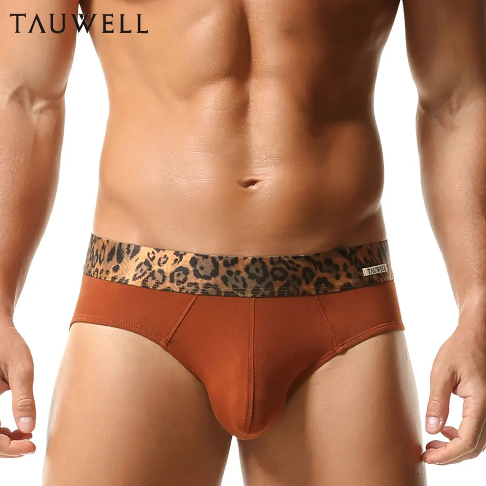 TAUWELL Men's Sexy Fashion Underwear Leopard Waistband Briefs with 3D Contoured Pouch Soft Stretch Fabric for Comfort