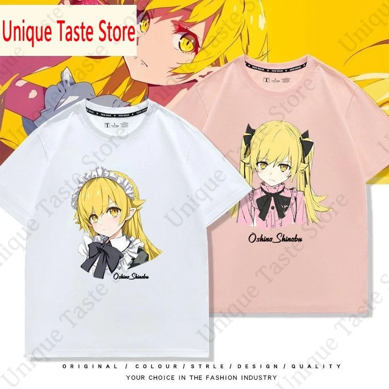 ‌ Camiseta Bakemonogatari, serie Monogatari, Oshino Shinobu, camiseta de dibujos animados para hombres y mujeres, camisetas de manga corta de algodón suave Harajuku